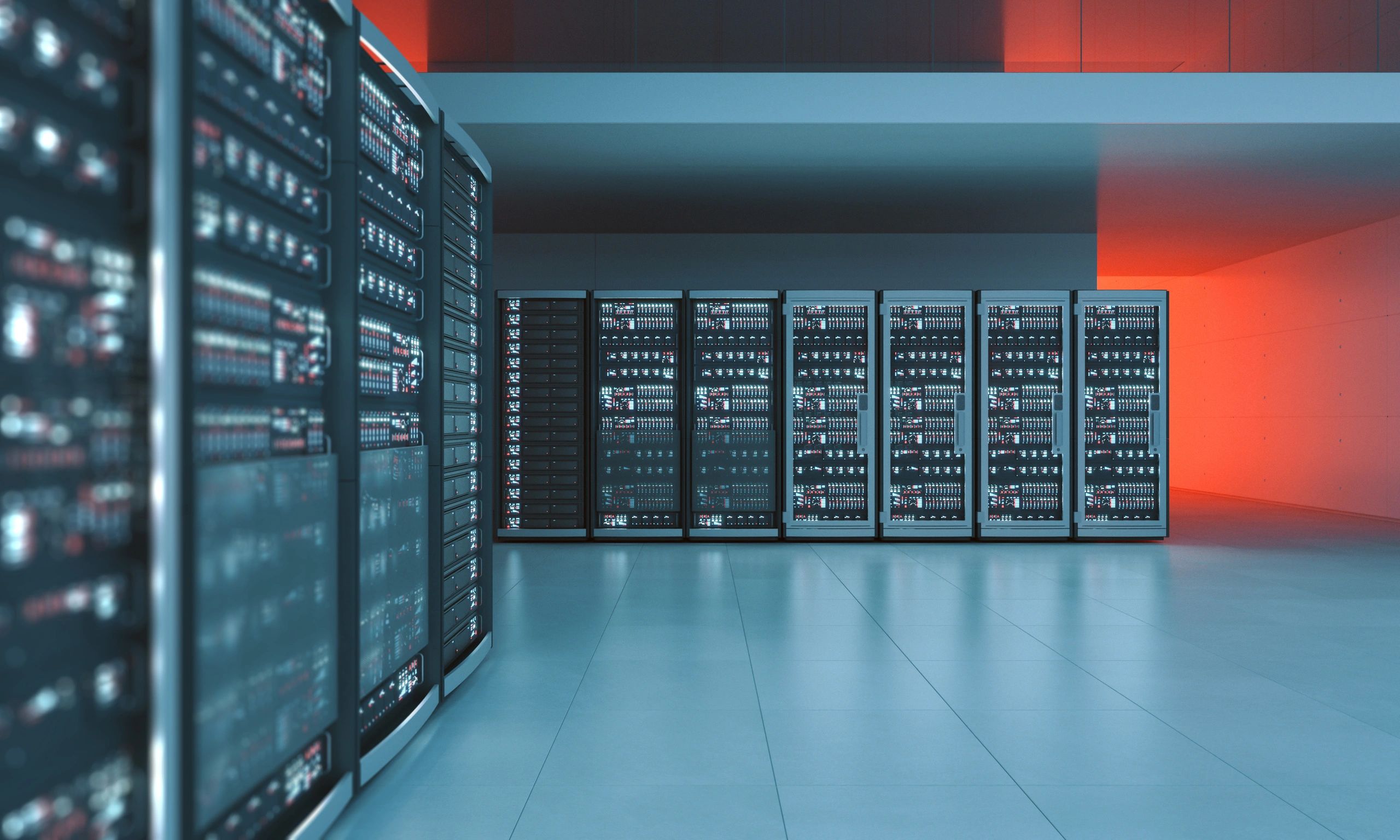 Modern secure data center representing protected WordPress hosting infrastructure
