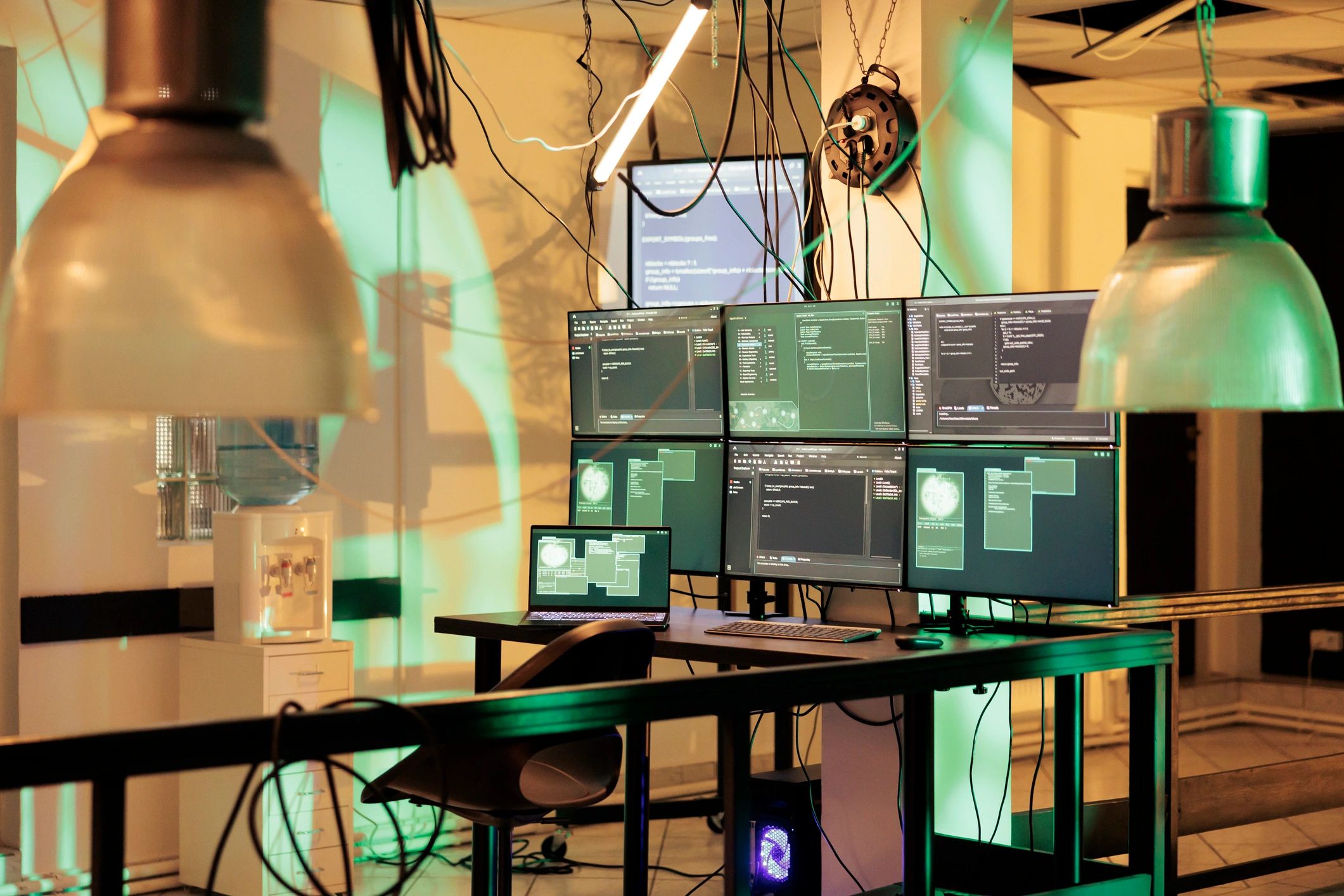 Cybersecurity code display representing active threat monitoring and malware defense